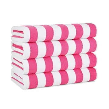 Arkwright California Cabana Stripe Beach Towel - Pack of 4 - Large Soft Quick Dry Cotton Terry Towel...