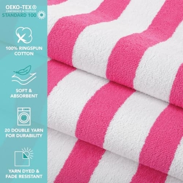 Arkwright Cabana Stripe Beach Towels - 4 Pack, Oversized & Absorbent