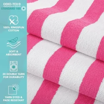 Arkwright Cabana Stripe Beach Towels - 4 Pack, Oversized & Absorbent
