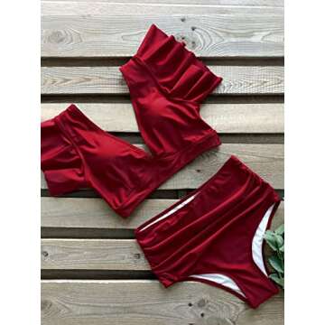 SPORLIKE Women Ruffle High Waist Bikini - Tropical Style
