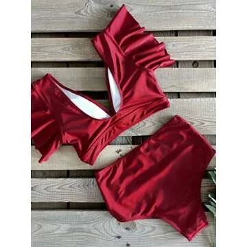 SPORLIKE Women Ruffle High Waist Bikini - Tropical Style