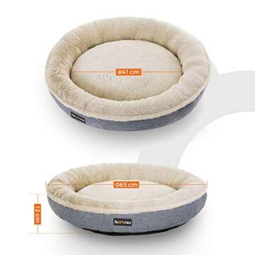 Luxury Donut Dog Bed in Grey for Pets - FEANDREA