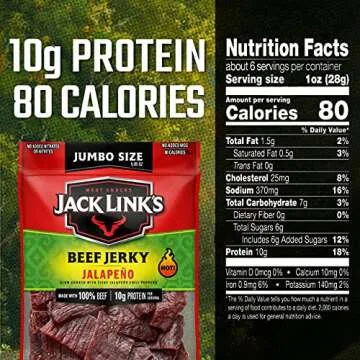 Jack Link's Jalapeno Beef Jerky, 5.85oz – Protein Packed Snack