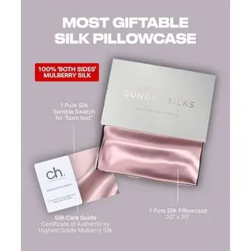 SUNDAYSILKS™ PREMIUM Silk Pillow Cases | 100% Mulberry Silk Pillowcase | All Sides Real 22 Momme Grade 6A Silk | Standard Queen, King Size Silk Pillowcases | Silk Pillow Case with Zipper [Pink Quartz]