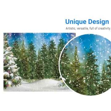 Funnytree 10x8FT Winter Forest Landscape Photography Backdrop Snowy Christmas Pine Tree Background N...