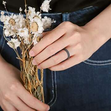 Egnaro Silicone Wedding Ring for Women,Seamless Thin and Stackble Braided Rubber Wedding Bands,No-Toxic,Skin Safe