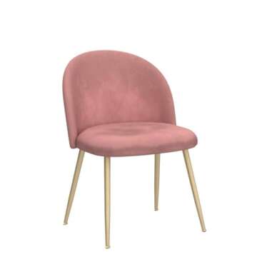 Kmax Modern Velvet Dining Chairs, Upholstered Living Room Accent Chairs, Gold Vanity Chairs, Set of 2 - Pink