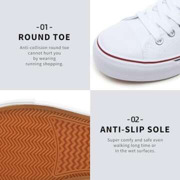 Comfortable FRACORA Women’s White Canvas Sneakers - Unisex Style