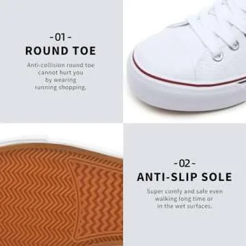 Comfortable FRACORA Women’s White Canvas Sneakers - Unisex Style