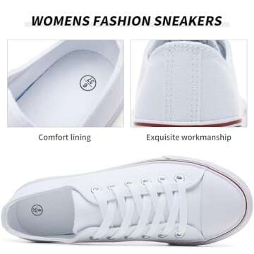 Comfortable FRACORA Women’s White Canvas Sneakers - Unisex Style