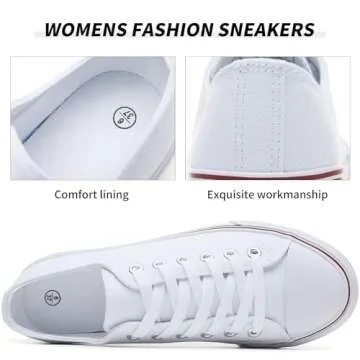 Comfortable FRACORA Women’s White Canvas Sneakers - Unisex Style