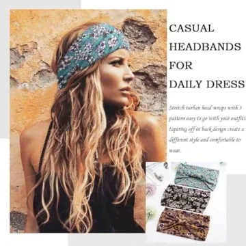 Aceorna Boho Headbands 3 Pcs Comfortable Hair Accessories