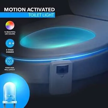 16-Color Toilet Night Light, Motion Activated Toilet Bowl Nightlight, Unique Funny Novelty Birthday Gifts Idea for Dad Mom Boy Kids Men Women, Cool Fun Gag Gadgets for Christmas (2-Pack White)