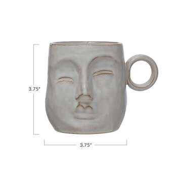 Bloomingville Cream Color Stoneware Face Mug - 12 Oz, Dishwasher Safe