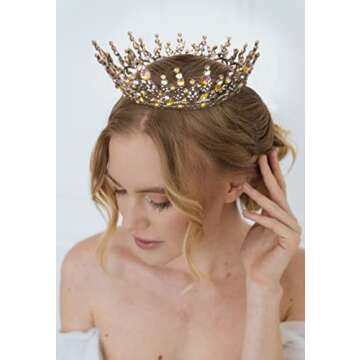 SWEETV Golden Queen Crown - Elegant Tiara for Special Events