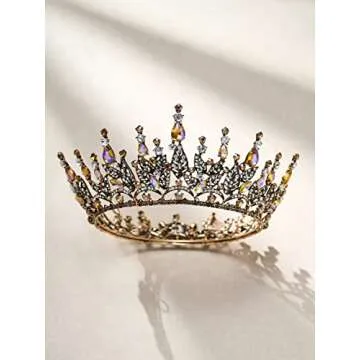 SWEETV Golden Queen Crown - Elegant Tiara for Special Events