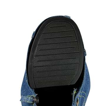 Arqa Women's Fold Over Denim Knee High Boots Platform Heel Padlock Boot with Zipper Blue Jeans Biker Shoes