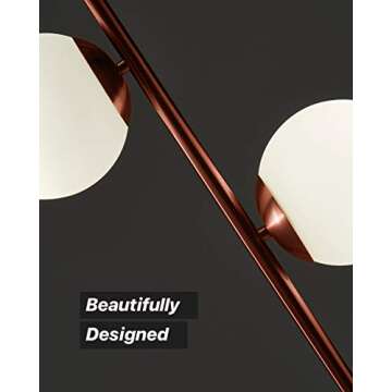 Brightech Sphere Floor Lamp for Living Room, Mid-Century Modern 2 Globe Pole Light for Bedroom, Bright LED Standing Lamps for Offices, Contemporary Living Room Décor – Rose Gold