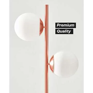 Brightech Sphere Floor Lamp for Living Room, Mid-Century Modern 2 Globe Pole Light for Bedroom, Bright LED Standing Lamps for Offices, Contemporary Living Room Décor – Rose Gold