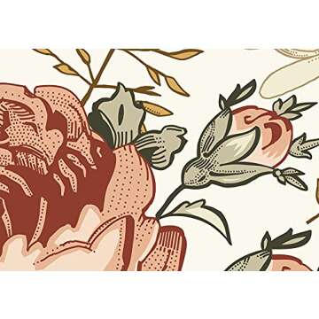 Murwall Kids Floral Wallpaper Soft Peony and Daisy Flowers Wall Mural