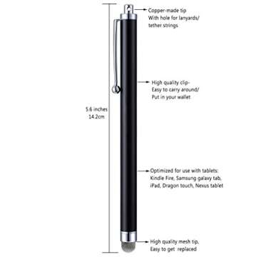 Stylus Pens, CCIVV 4 Pcs 5.6 Inches Mesh Tip Stylus for Touch Screens, iPad, iPhone, Kindle Fire, 4 ...