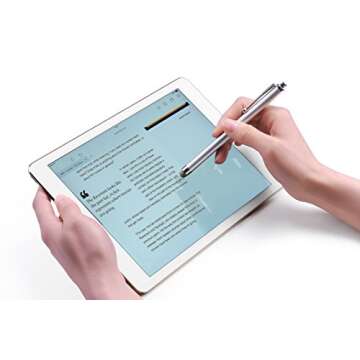 Stylus Pens, CCIVV 4 Pcs 5.6 Inches Mesh Tip Stylus for Touch Screens, iPad, iPhone, Kindle Fire, 4 Extra Replaceable Hybrid Fiber Tips (White, Black, Silver, Blue)