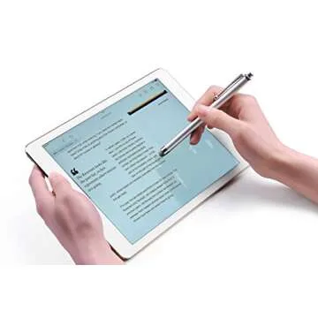 Stylus Pens, CCIVV 4 Pcs 5.6 Inches Mesh Tip Stylus for Touch Screens, iPad, iPhone, Kindle Fire, 4 Extra Replaceable Hybrid Fiber Tips (White, Black, Silver, Blue)