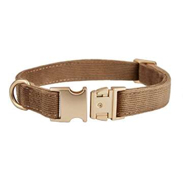 Petiry Soft Corduroy Fibric Dog Collar with High Grade Metal Buckle, for Medium Dogs.(Brown,Medium:12-19")