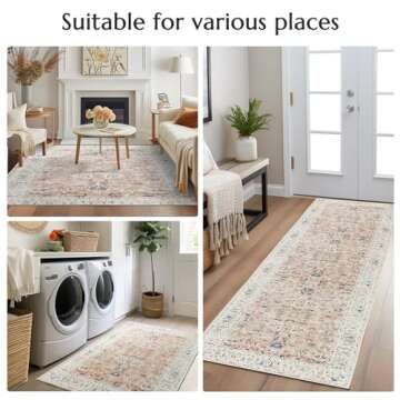 jinchan Area Rug 2x3 Entryway Rug - Washable Rug Vintage Rug Floral Doormat Small Rug Indoor Boho Th...