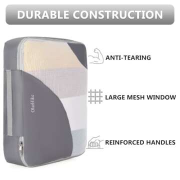 OlarHike 8 Set Packing Cubes for Travel, Sturdy Suitcase Organizer in 4 Sizes (Extra Large, Large, Medium, Small), OlarHike Luggage Cubes with Toiletry Bag, Essentials Cruise Ship Gifts for Men（Grey）