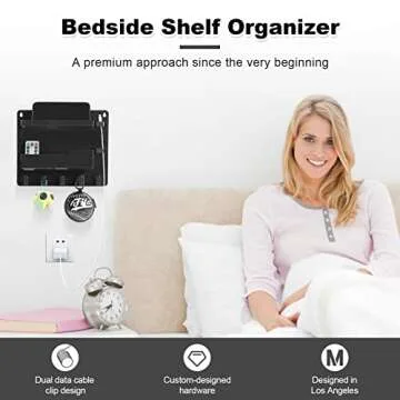 JUMEIHUI Wall Organizer - Stylish Bedside Shelf with Hooks