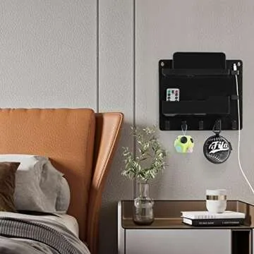 JUMEIHUI Wall Organizer - Stylish Bedside Shelf with Hooks