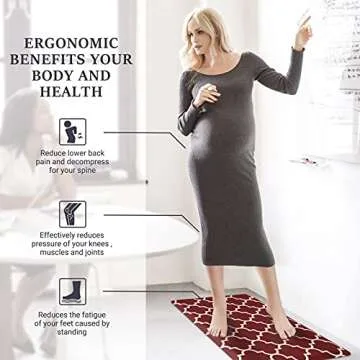 WISELIFE Cushioned Anti-Fatigue Mats,17.3"x 28",Non Slip Waterproof Heavy Duty PVC Ergonomic Comfort Rug for Kitchen, Floor Home, Office, Sink, Laundry,Red