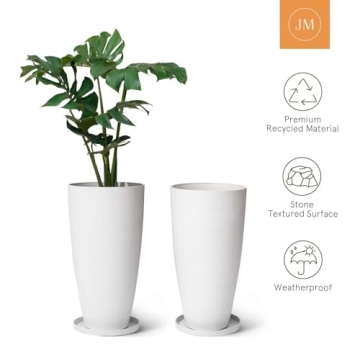 LA Jolie Muse Elegant Tall White Planters Set of 2