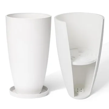LA Jolie Muse Elegant Tall White Planters Set of 2