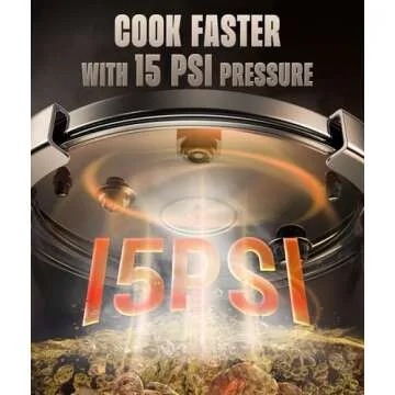 18/8 Stainless Steel Pressure Cooker 7 QT, [Save 70% Cooking Time] Olla De Presion with Food-Grade Body [One Hand Operation] Rotating Lock/Unlocking Lid System, Steam Rack Included