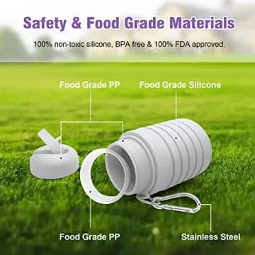 Luuttle Collapsible Travel Water Bottle Reusable White silicone Water Bottles for Traveling Camping Hiking Sports Gym Essentials FDA Authentication BPA Free 20oz