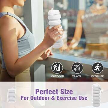 Luuttle Collapsible Travel Water Bottle Reusable White silicone Water Bottles for Traveling Camping Hiking Sports Gym Essentials FDA Authentication BPA Free 20oz