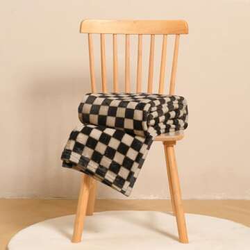 FY FIBER HOUSE Checkered Flannel Fleece Throw Blanket Soft Cozy Checkerboard Grid Print Chessboard Gingham Pattern Blankets for Bed Couch Sofa, 60"x80", Black Brown