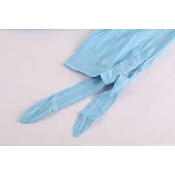 Sibylla Women's Boho Button Down Pleated Swing Dress Half Sleeve Deep V Neck Party Midi Dresses (Medium, X-Blue)