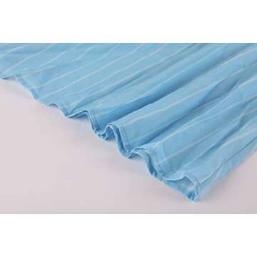 Sibylla Women's Boho Button Down Pleated Swing Dress Half Sleeve Deep V Neck Party Midi Dresses (Medium, X-Blue)