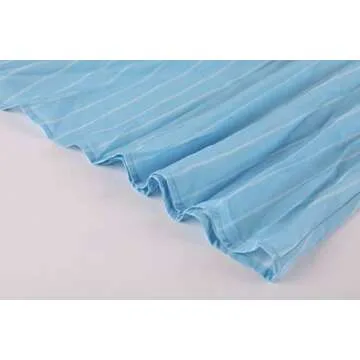 Sibylla Women's Boho Button Down Pleated Swing Dress Half Sleeve Deep V Neck Party Midi Dresses (Medium, X-Blue)