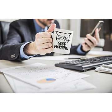 CBTwear Good Morning Funny Grumpy Cat Mug - Cute Unique Cat Mom Gifts for Birthdays