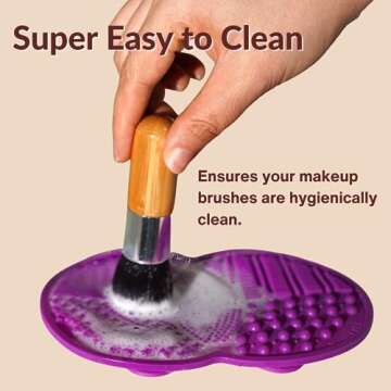 Makeup Brushes Silicone Cleaning Mat (8.5 x 6.1 inches) - Makeup Brush Cleaner Pad with Suction Cups - Large Silicone Scrubber Mat for Cosmetic Brushes