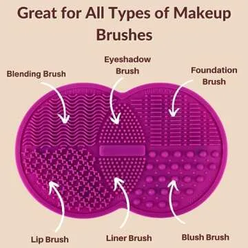 Makeup Brushes Silicone Cleaning Mat (8.5 x 6.1 inches) - Makeup Brush Cleaner Pad with Suction Cups - Large Silicone Scrubber Mat for Cosmetic Brushes