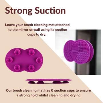 Makeup Brushes Silicone Cleaning Mat (8.5 x 6.1 inches) - Makeup Brush Cleaner Pad with Suction Cups - Large Silicone Scrubber Mat for Cosmetic Brushes