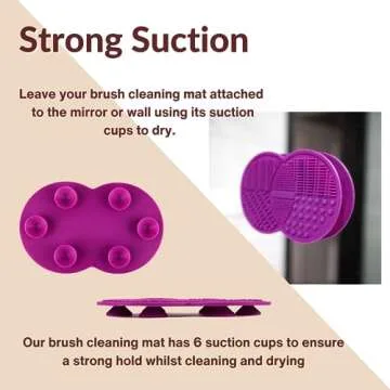 Makeup Brushes Silicone Cleaning Mat (8.5 x 6.1 inches) - Makeup Brush Cleaner Pad with Suction Cups - Large Silicone Scrubber Mat for Cosmetic Brushes