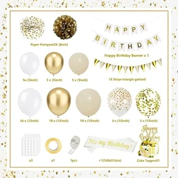 White and Gold Party Decoration Kit for All Ages
