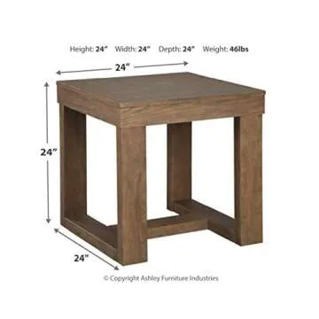 Signature Design by Ashley Cariton Contemporary Oversized Square End Table, Grayish Brown