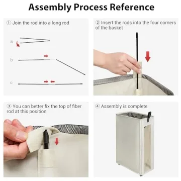 ZERO JET LAG 25 Inches Slim Laundry Storage Hamper - Large Rolling Clothes Hamper - Rolling Storage Bin - Tall Corner Basket - Clear Window Visible - Dirty Laundry Bin - (Beige) - Slim Hamper